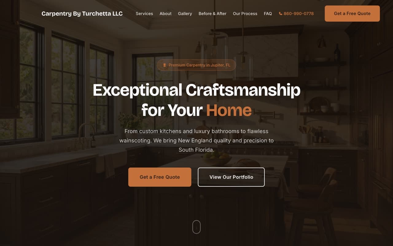 Screenshot of the Carpentry By Turchetta homepage